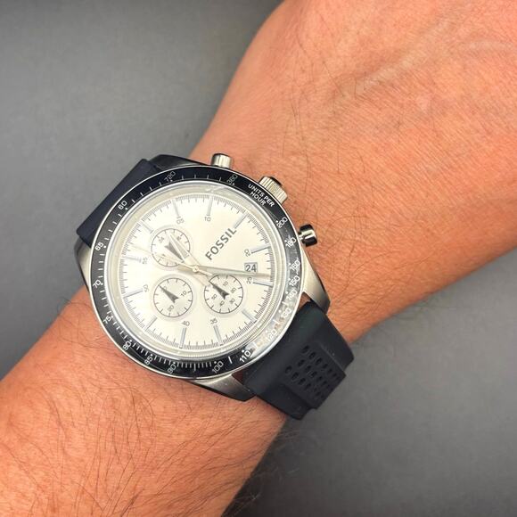 Fossil Autocross BQ2068 Mens Chronograph Stainless Steel Black Silicone Strap - Picture 8 of 17